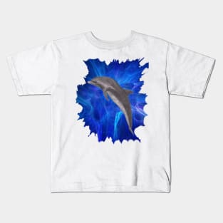 Dolphin blue splash Kids T-Shirt